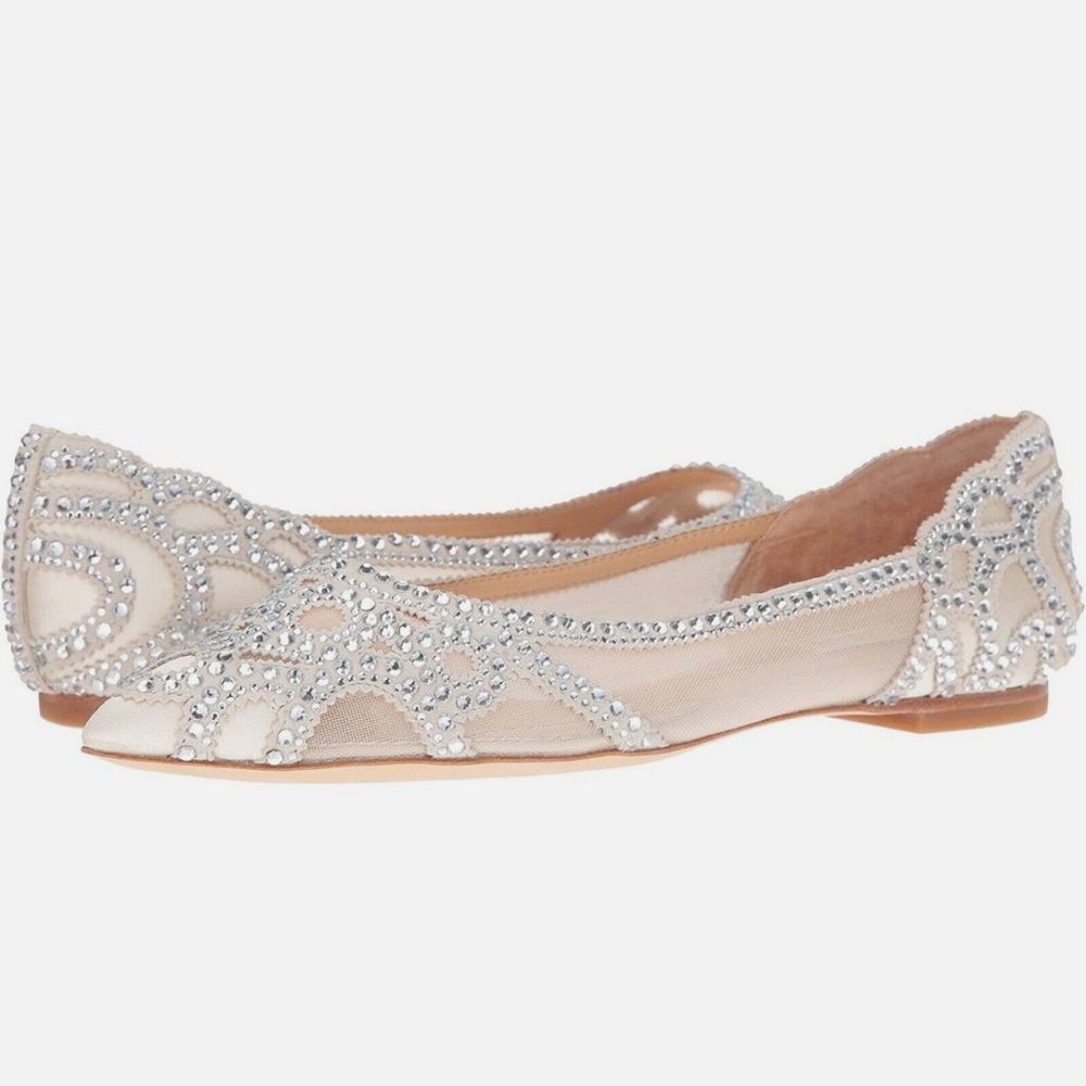 Badgley Mischka Gigi Crystal Pointed Toe Flats